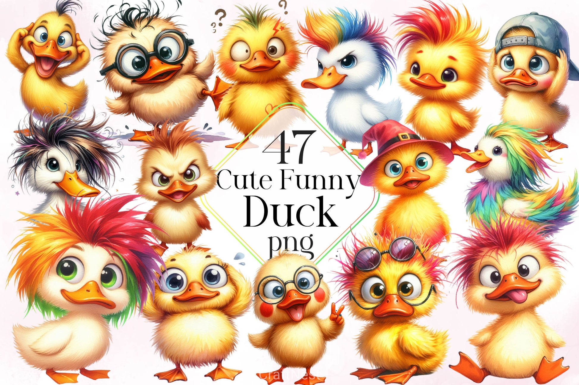 Funny Duck Duck Clipart Bundle - CraftNest - Digital Crafting and Art