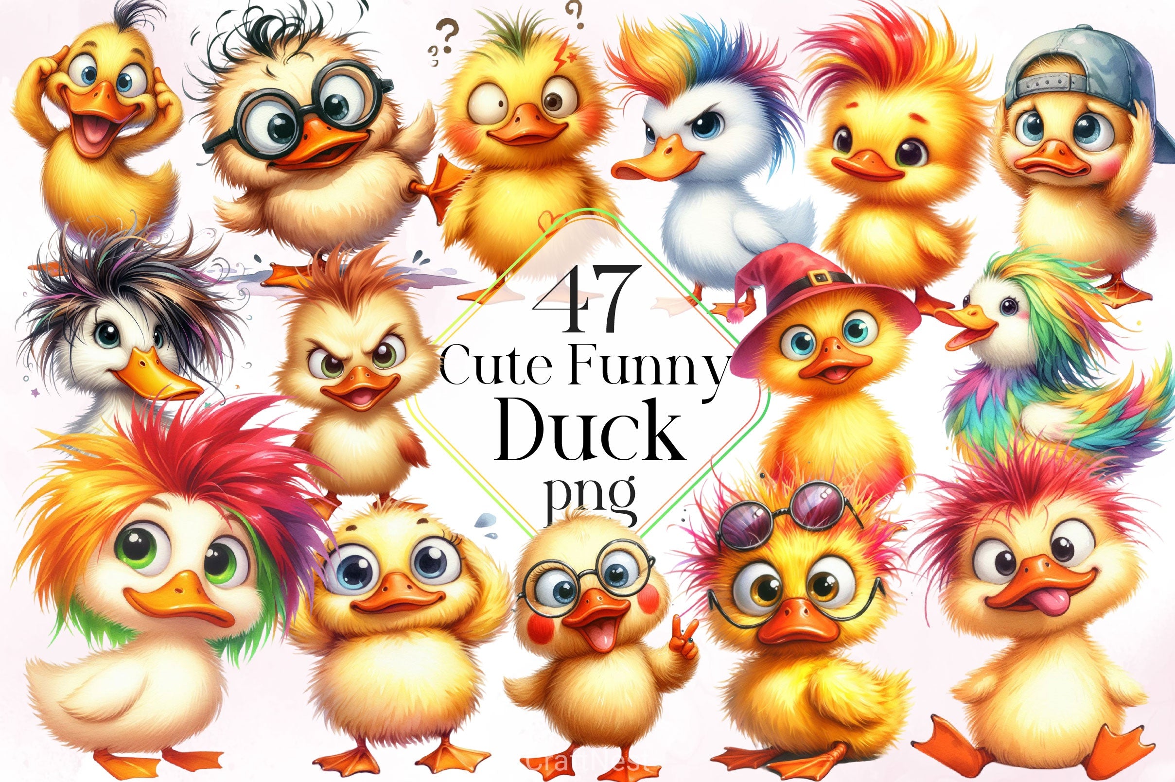 Funny Duck Duck Clipart Bundle - CraftNest - Digital Crafting and Art