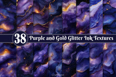Purple And Gold Glitter Ink Textures - CraftNest - Digital Crafting and Art
