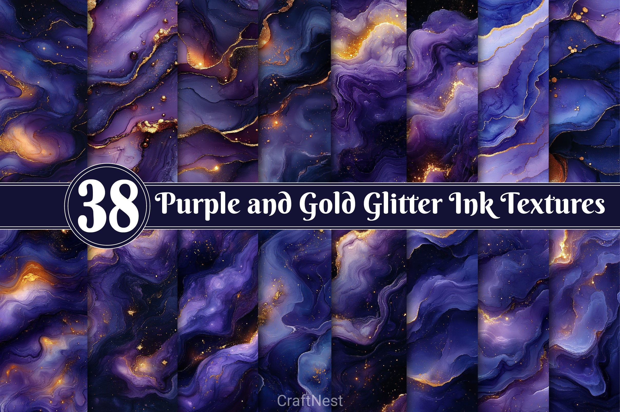 Purple And Gold Glitter Ink Textures - CraftNest - Digital Crafting and Art