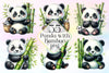 Panda With Bamboo Clipart Bundle