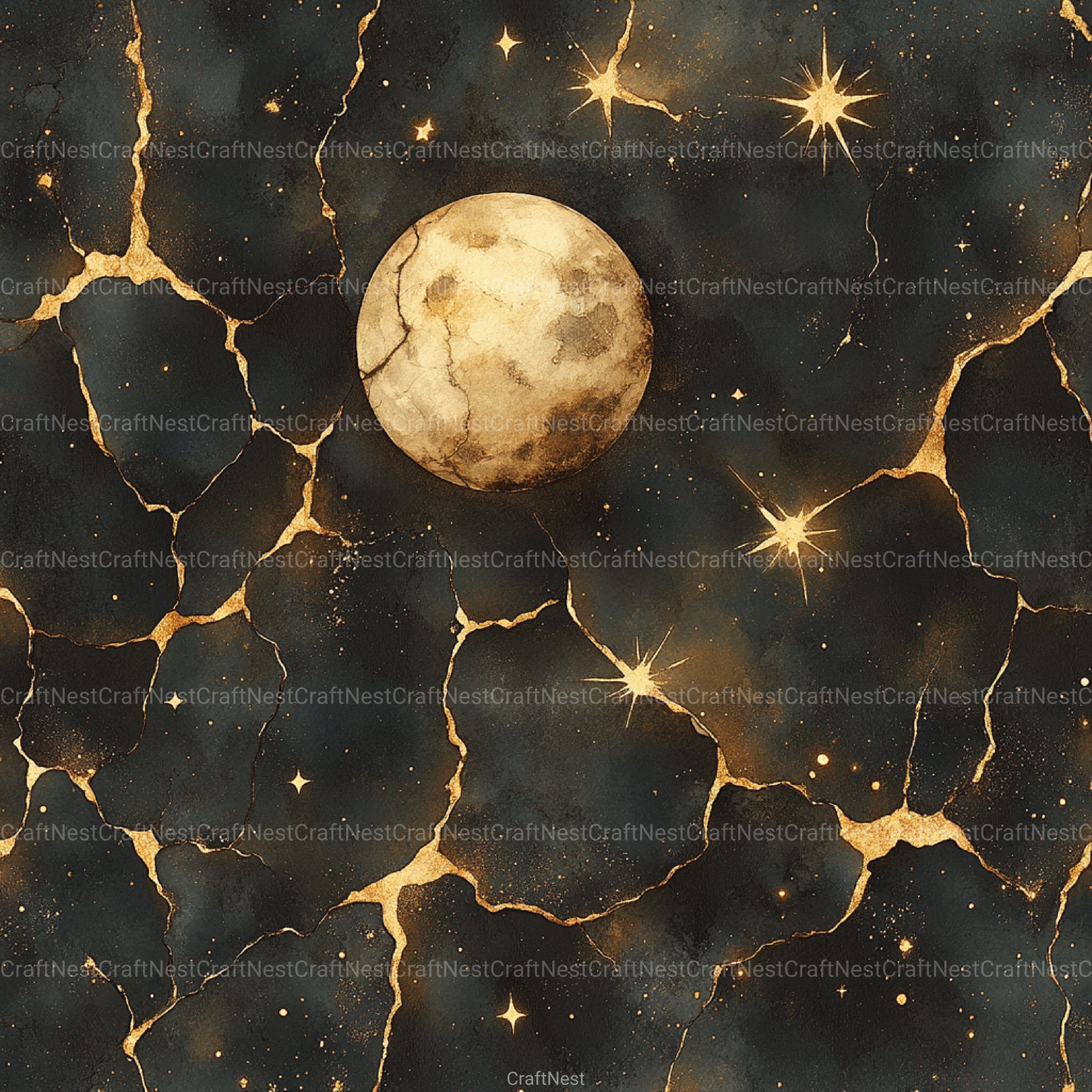 Gold Starry Grunge Digital Paper 4 - CraftNest - Digital Crafting and Art