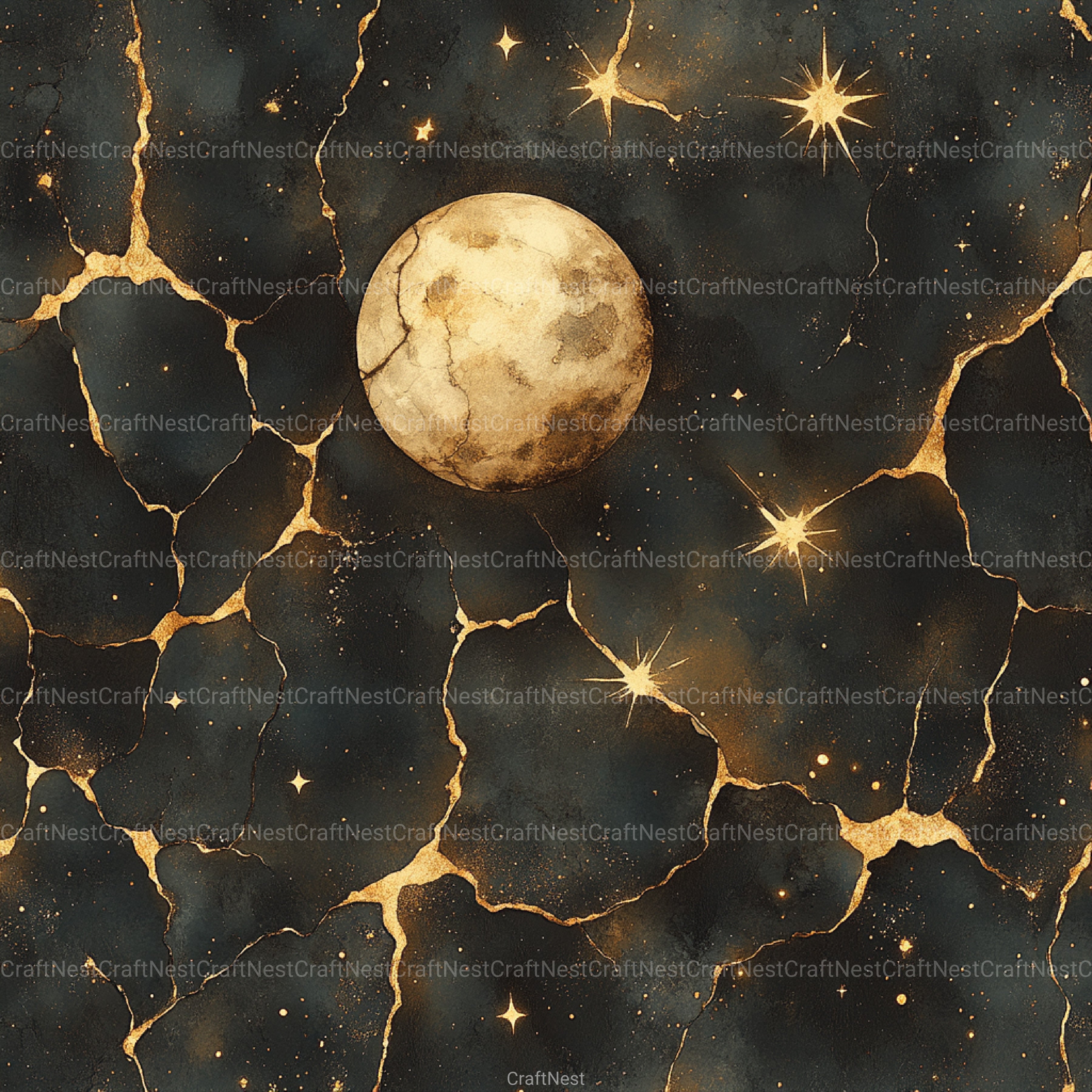 Gold Starry Grunge Digital Paper 4 - CraftNest - Digital Crafting and Art