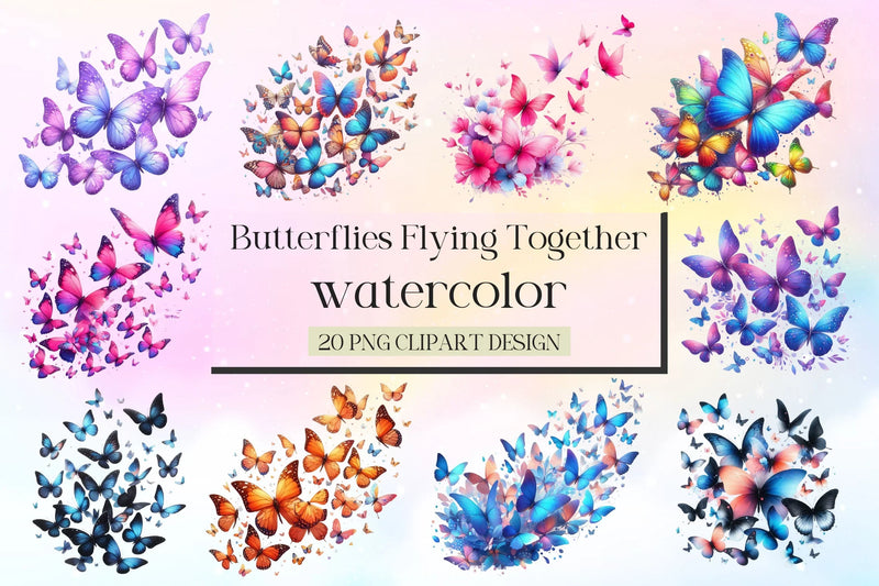 Butterflies Flying Together Clipart Bundle 2 - CraftNest - Digital Crafting and Art