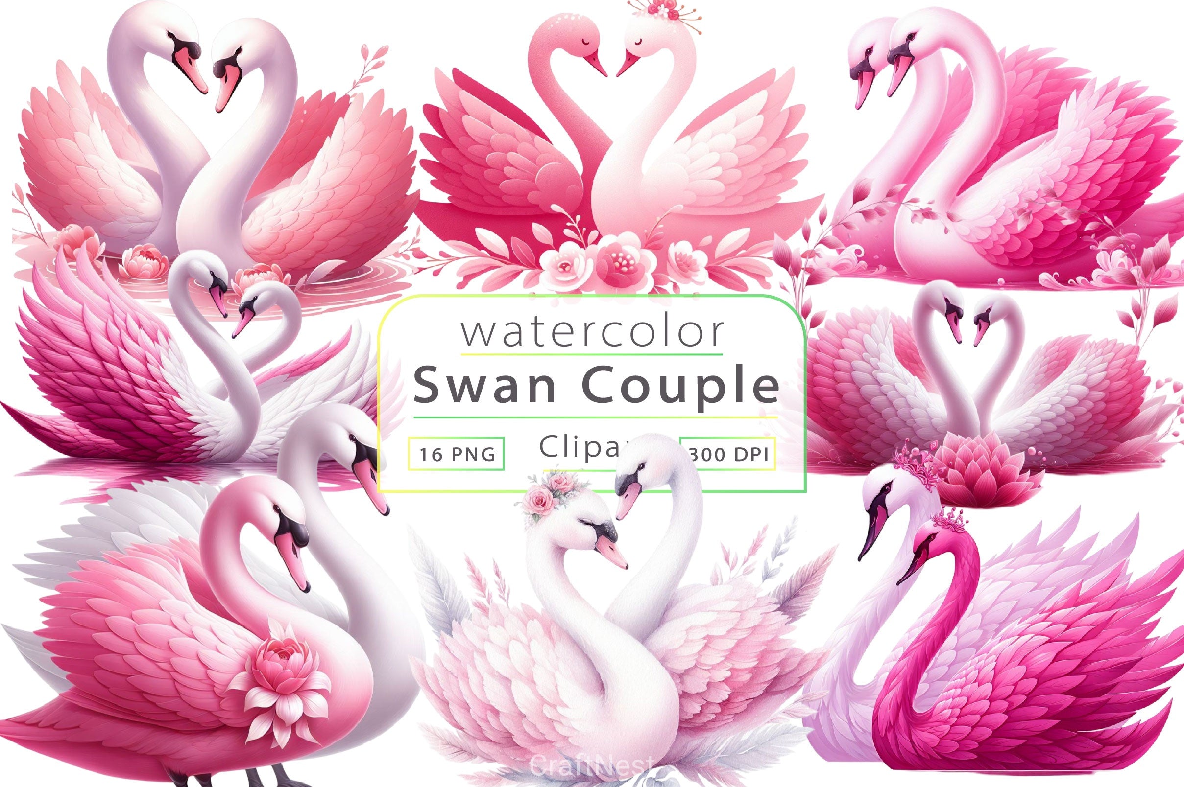 Swan Couple Clipart Bundle - CraftNest - Digital Crafting and Art