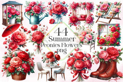 Summer Peonies Flowers Clipart Bundle - CraftNest - Digital Crafting and Art