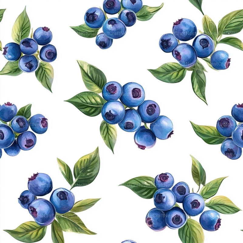 Blueberry Seamless Pattern Papers Digital - CraftNest - Digital Crafting and Art