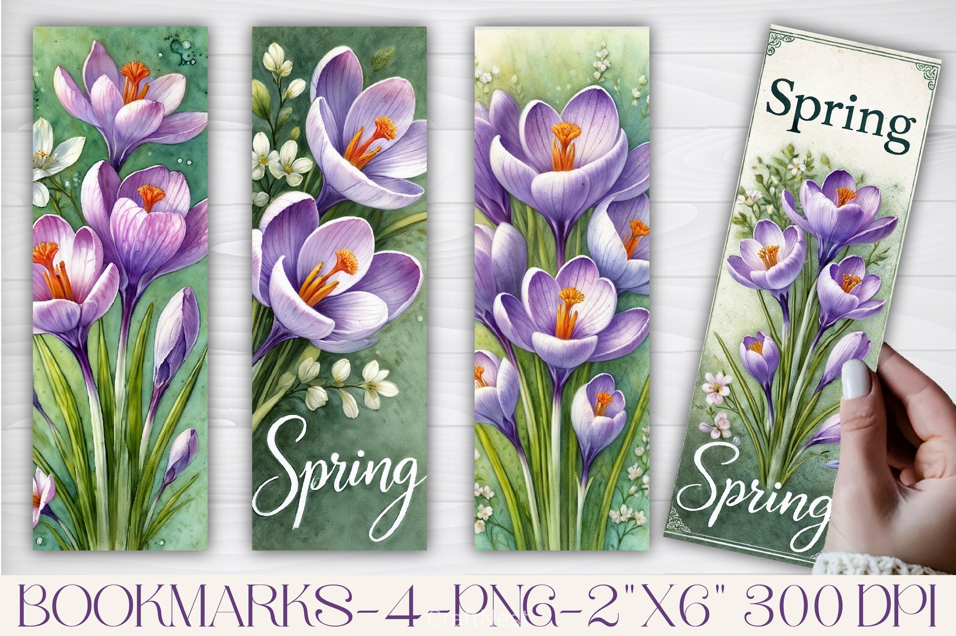 Elegant Crocus Bookmarks for Junk Journals - CraftNest - Digital Crafting and Art