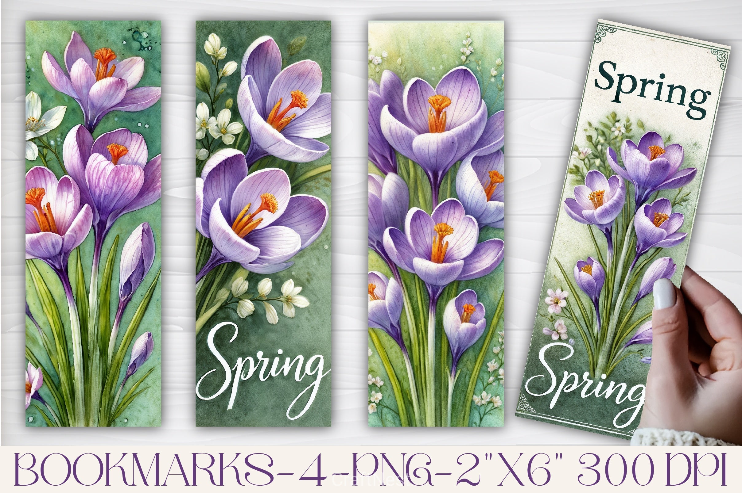 Elegant Crocus Bookmarks for Junk Journals - CraftNest - Digital Crafting and Art