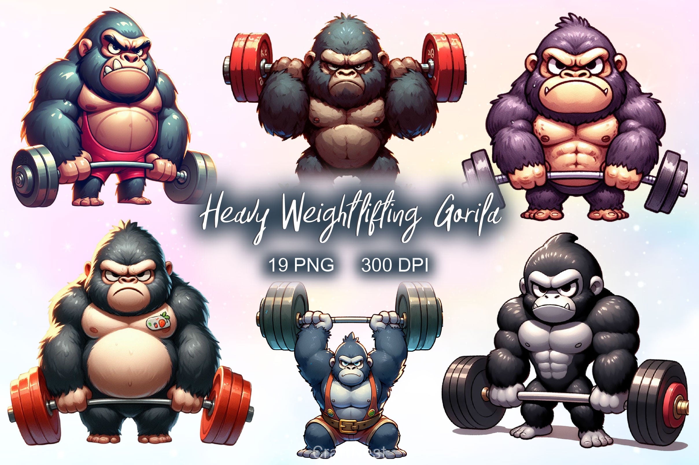 Heavy Weightlifting Gorilla Clipart Bundle 2 - CraftNest - Digital Crafting and Art