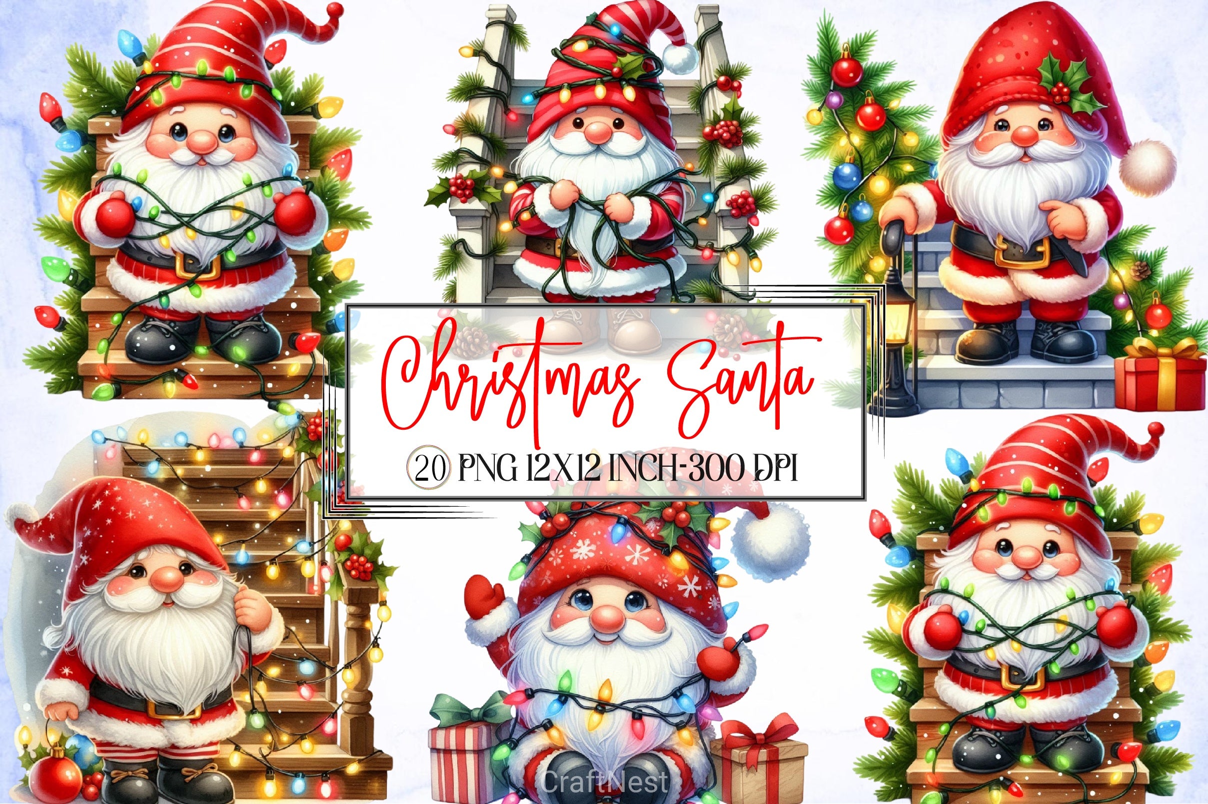 Christmas Santa Clipart Bundle 5 - CraftNest - Digital Crafting and Art