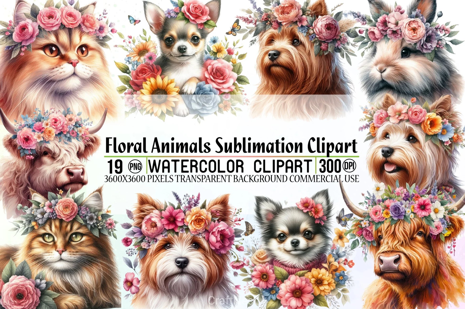 Floral Animals Clipart Bundle - CraftNest - Digital Crafting and Art