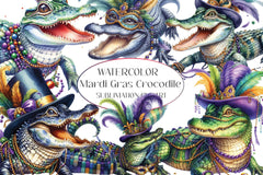 Mardi Gras Crocodile Clipart Bundle - CraftNest - Digital Crafting and Art