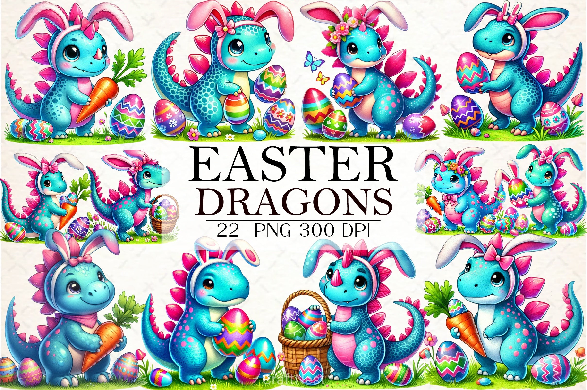 Easter Dragons Clipart Bundle - CraftNest - Digital Crafting and Art