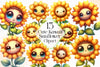 Cute Kawaii Sunflower Clipart Bundle