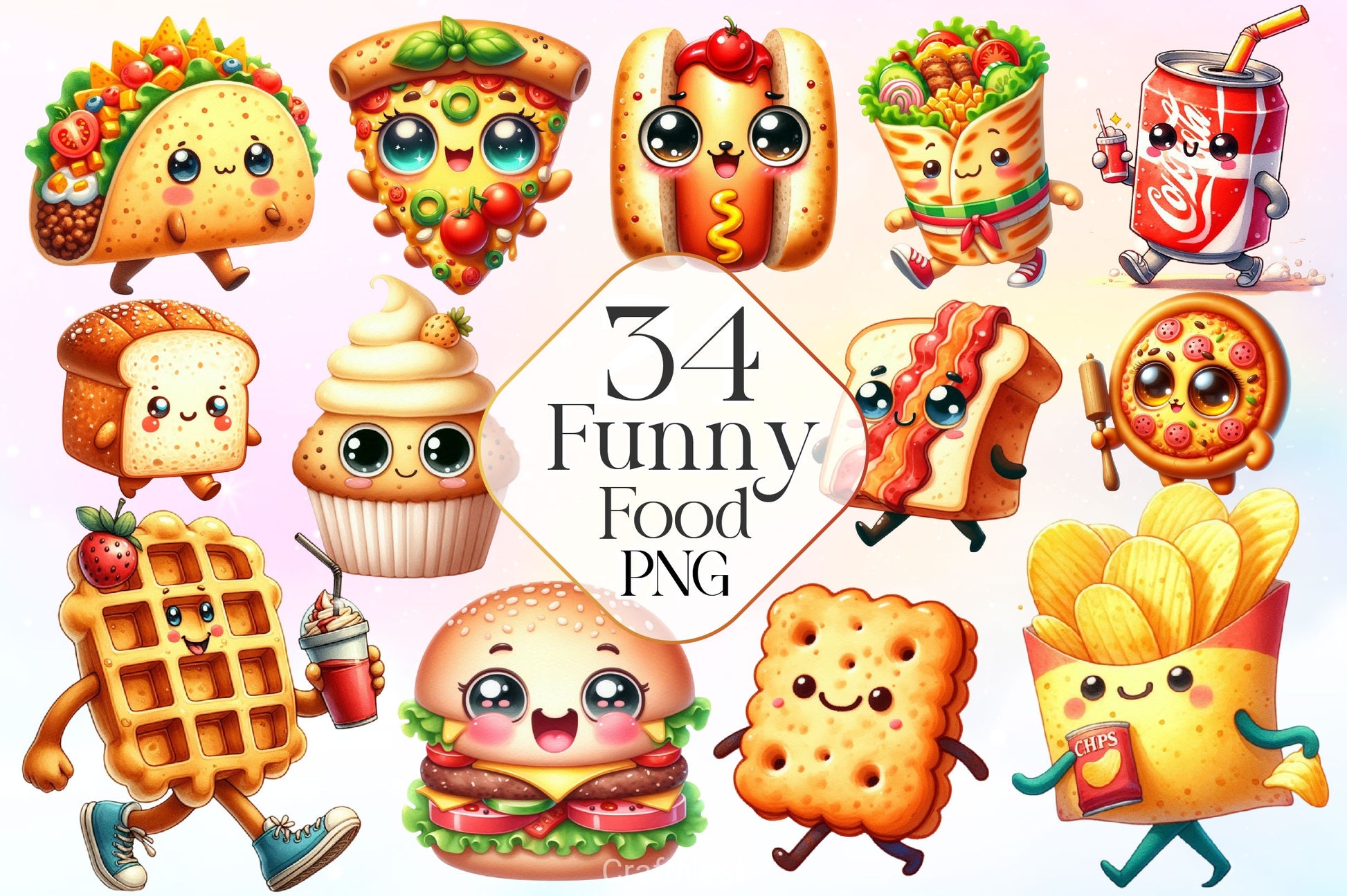 Funny Food Clipart Bundle - CraftNest - Digital Crafting and Art