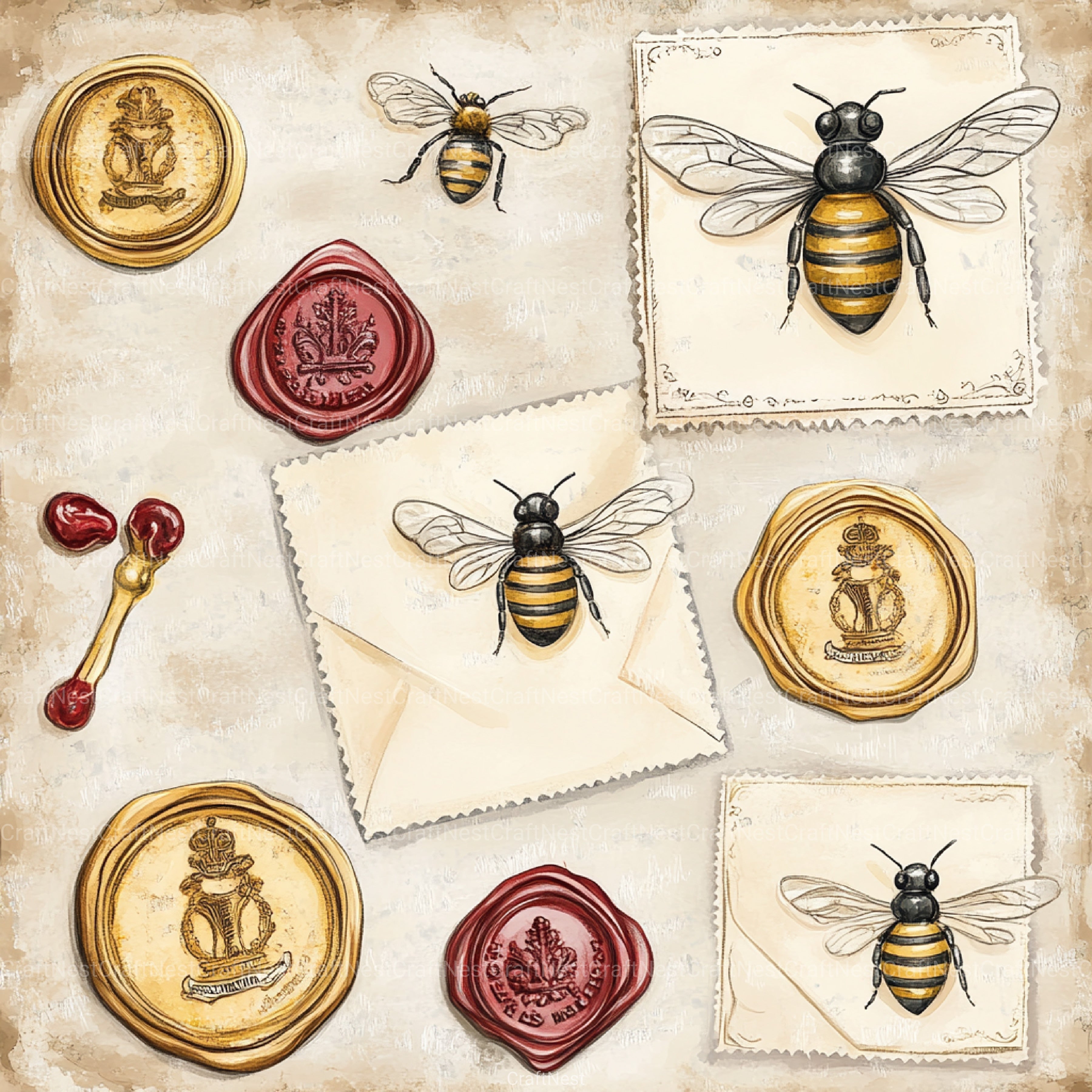 Princess Bee Digital Paper - CraftNest - Digital Crafting and Art