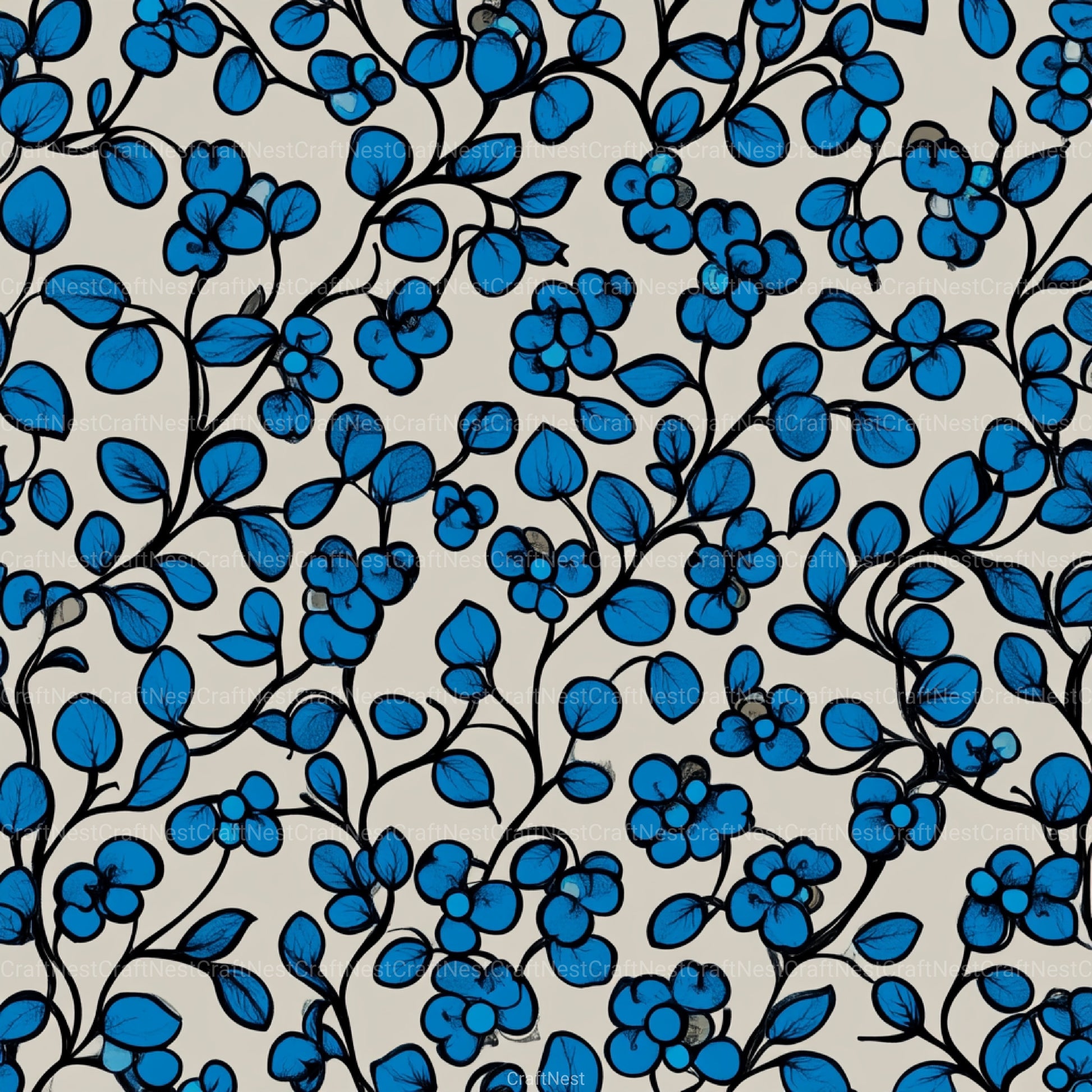 Blueberry Seamless Pattern Papers Digital - CraftNest - Digital Crafting and Art