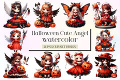 Halloween Cute Angel Clipart Bundle 2 - CraftNest - Digital Crafting and Art