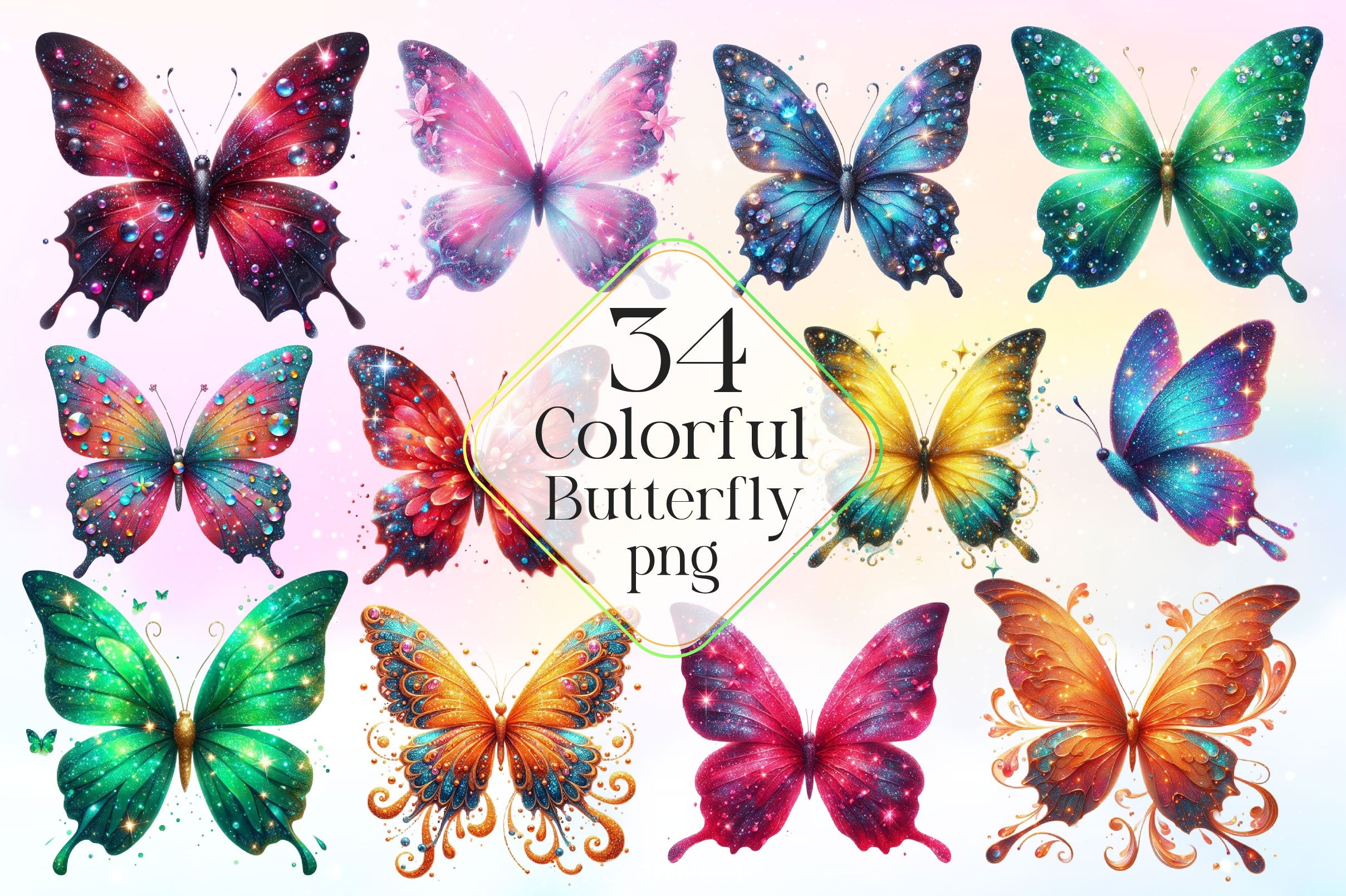 Colorful Butterfly Clipart Bundle 3 - CraftNest - Digital Crafting and Art