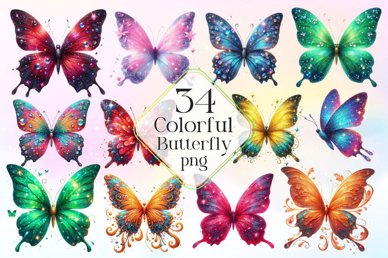 Colorful Butterfly Clipart Bundle 3 - CraftNest - Digital Crafting and Art