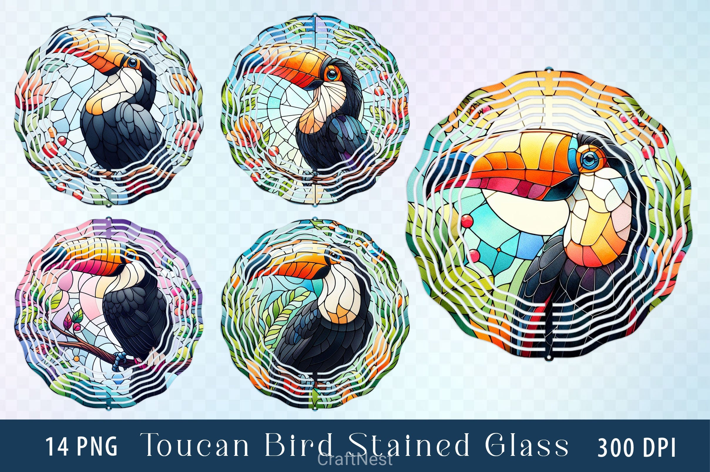 Toucan Bird Stained Glass Clipart Bundle - CraftNest - Digital Crafting and Art