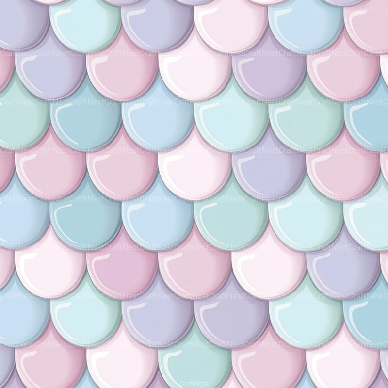 Seamless Pastel Mermaid Scales Pattern Digital Paper - CraftNest - Digital Crafting and Art