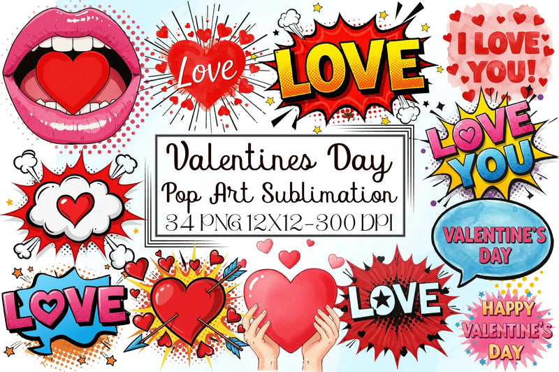 Pop Art Valentine Clipart Bundle - CraftNest - Digital Crafting and Art