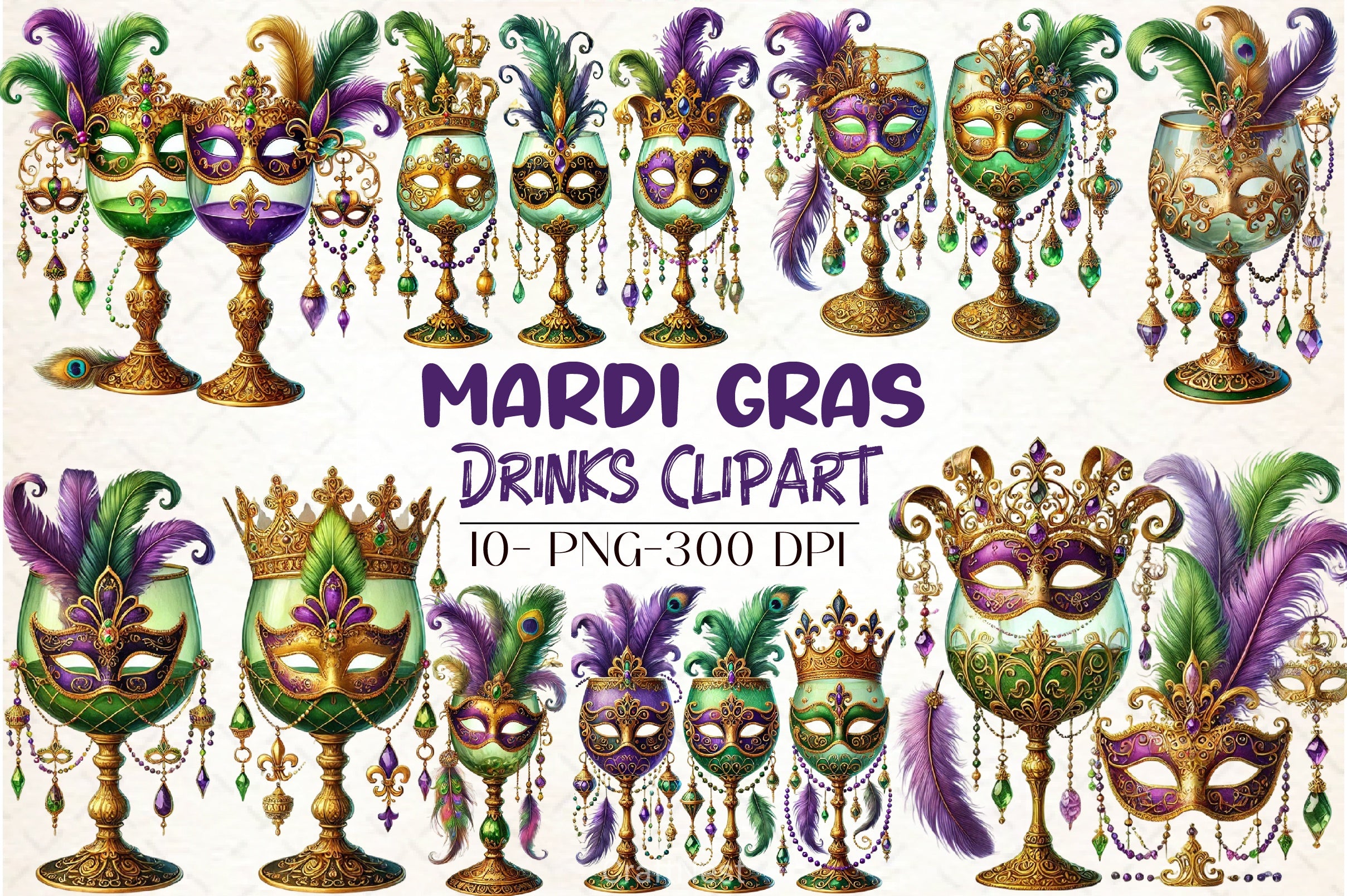 Mardi Gras Drinks Clipart Bundle - CraftNest - Digital Crafting and Art