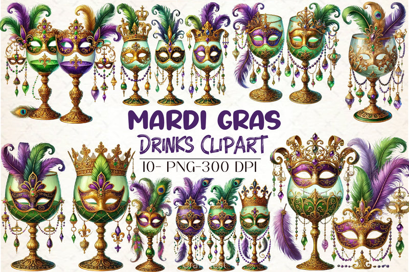 Mardi Gras Drinks Clipart Bundle - CraftNest - Digital Crafting and Art
