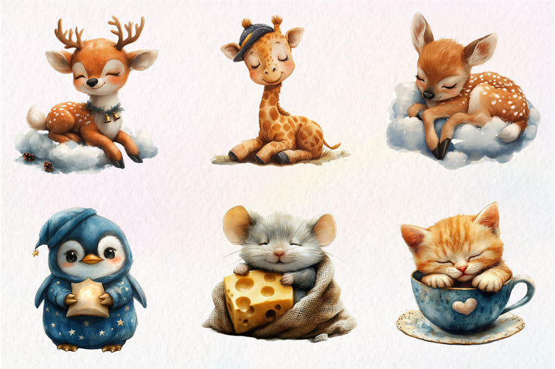 Sweet Dreams Sign Sleepy Animals Clipart Bundle - CraftNest - Digital Crafting and Art