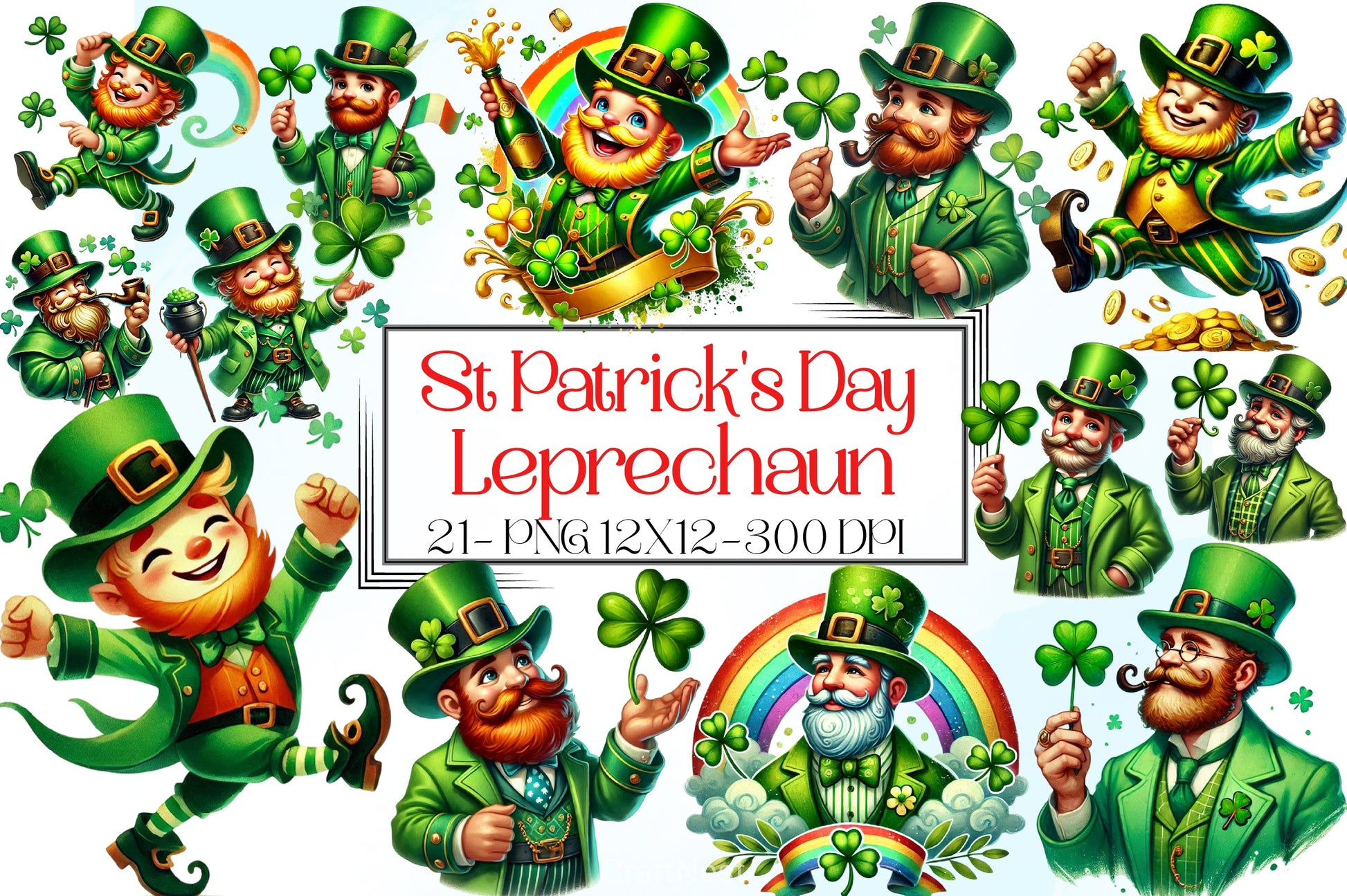 St. Patrick's Day Leprechaun Clipart Bundle - CraftNest - Digital Crafting and Art