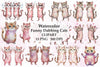 Pink Funny Dabbing Cats Clipart Bundle