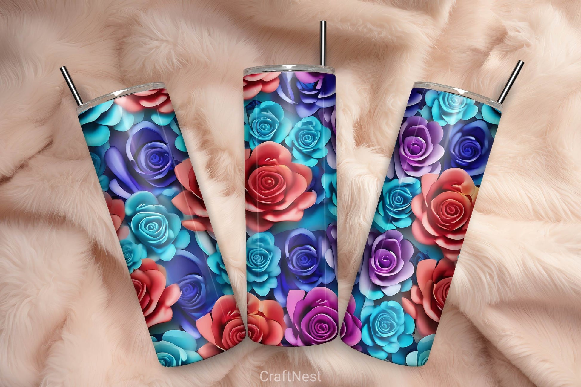 Flower Tumbler Wrap Bundle 4 - CraftNest - Digital Crafting and Art