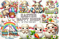 Happy Easter Sheep Clipart Bundle - CraftNest - Digital Crafting and Art
