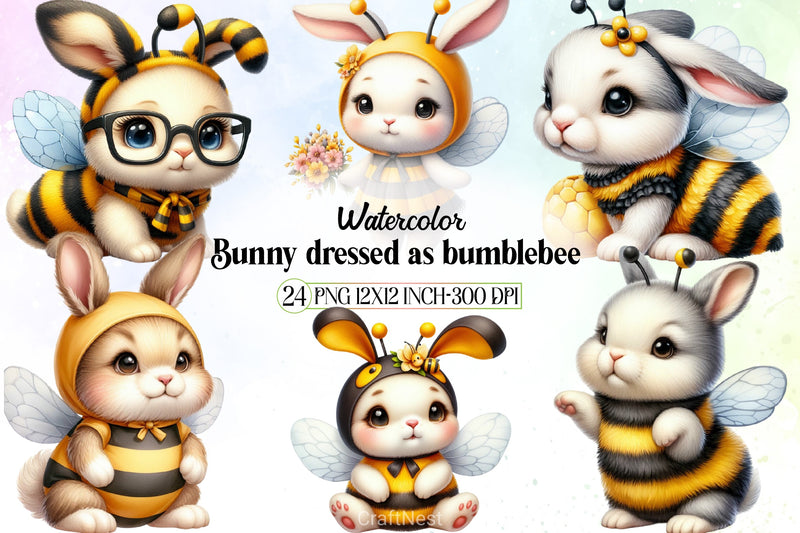 Bunny Bumblebee Clipart Bundle - CraftNest - Digital Crafting and Art