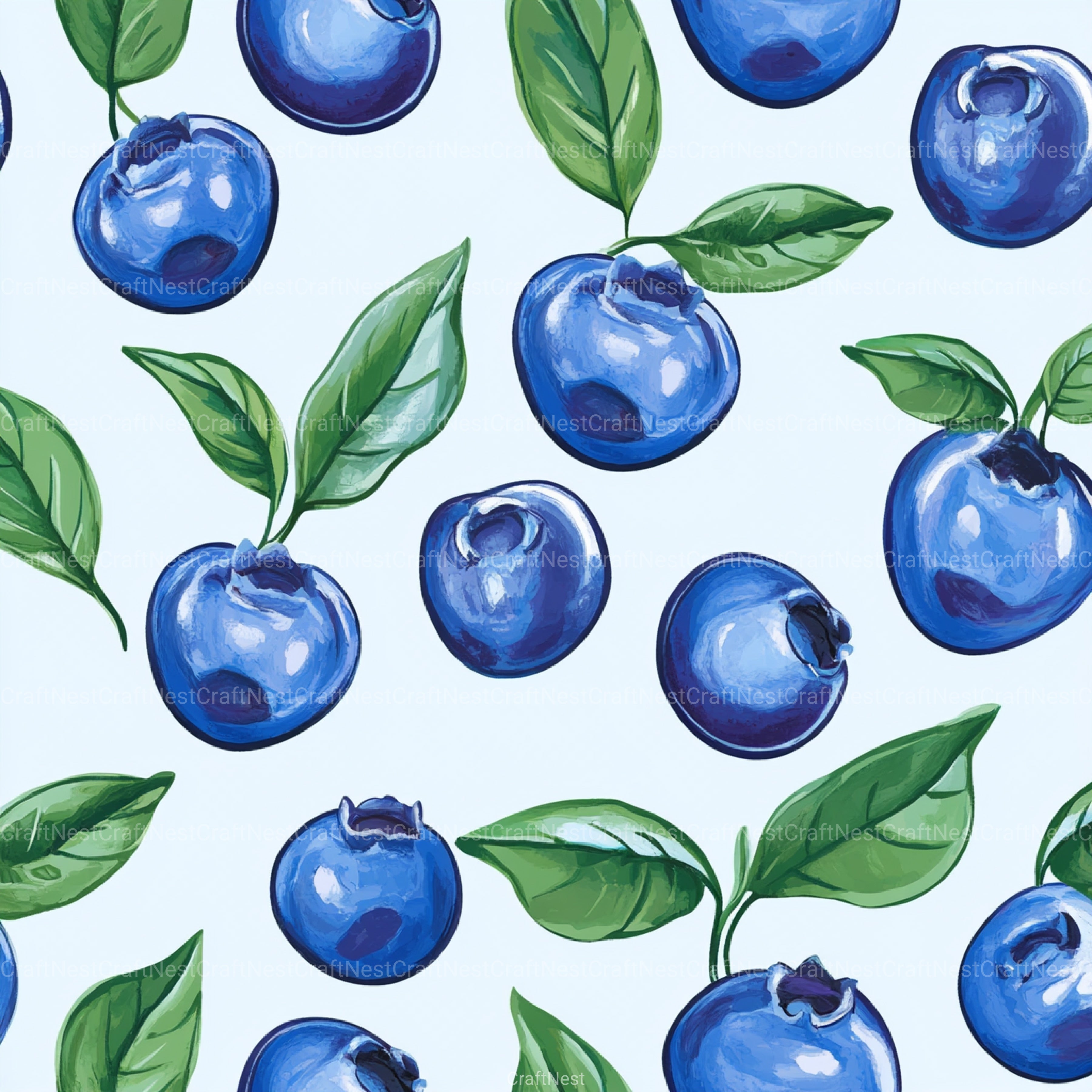 Blueberry Seamless Pattern Papers Digital - CraftNest - Digital Crafting and Art