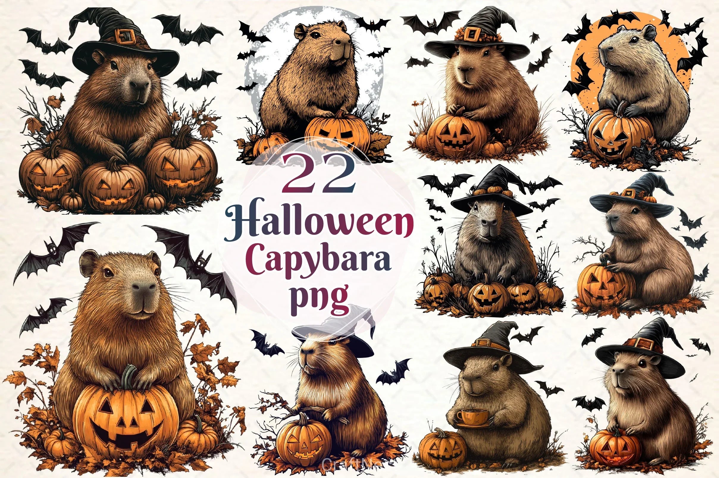 Halloween Capybara Clipart Bundle 8 - CraftNest - Digital Crafting and Art