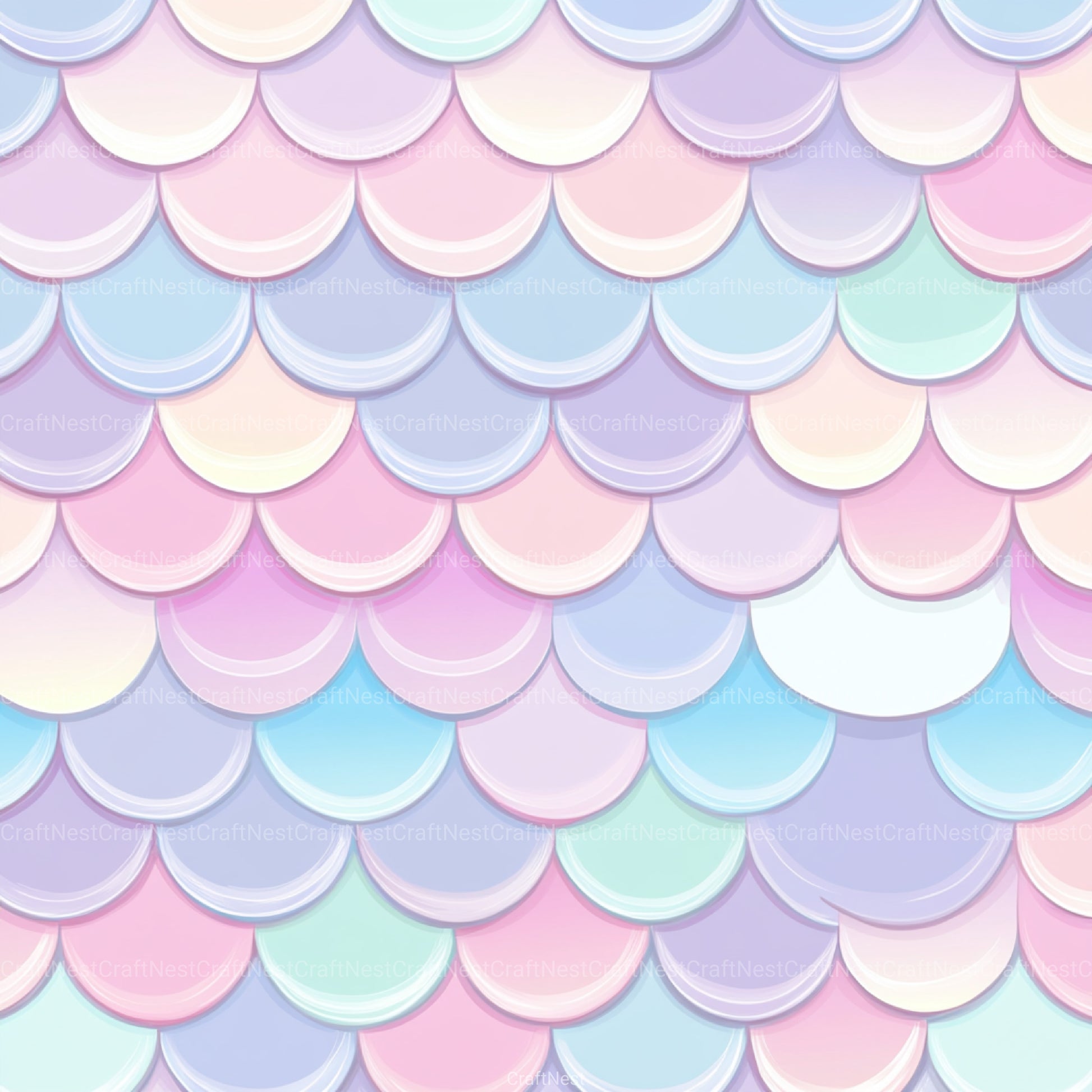 Seamless Pastel Mermaid Scales Pattern Digital Paper - CraftNest - Digital Crafting and Art