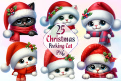 Christmas Peeking Cat Clipart Bundle - CraftNest - Digital Crafting and Art
