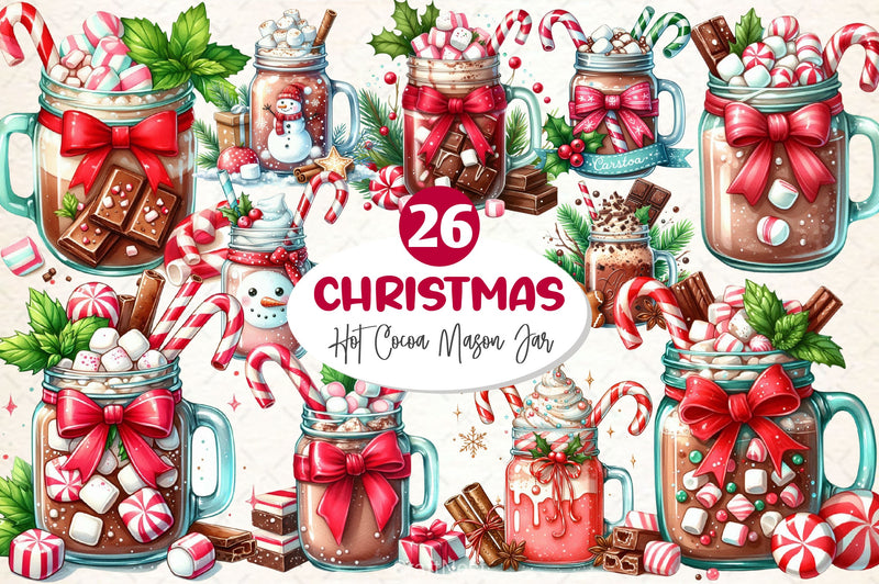 Christmas Hot Cocoa Mason Jar Clipart Bundle 3 - CraftNest - Digital Crafting and Art