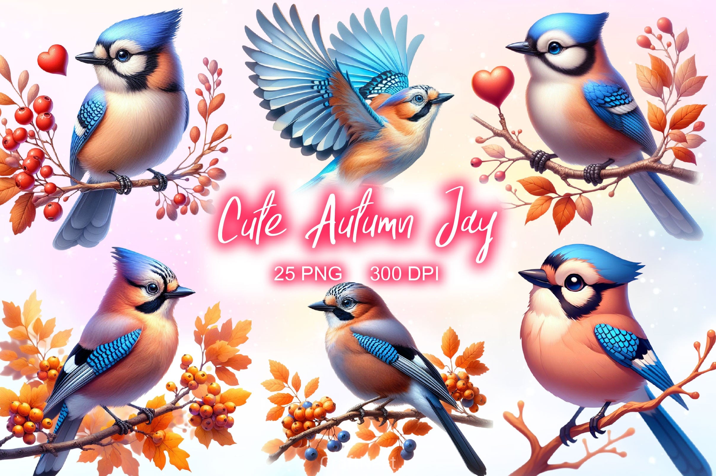 Cute Autumn Jay Clipart Bundle 2 - CraftNest - Digital Crafting and Art