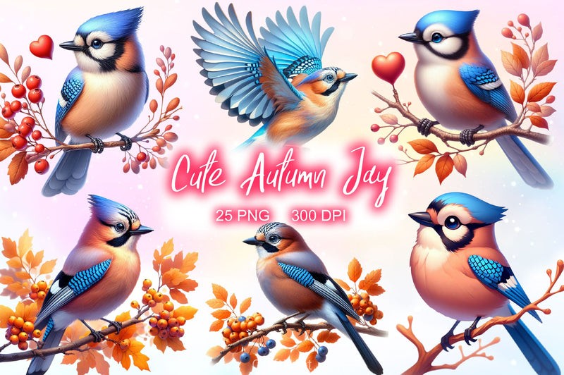 Cute Autumn Jay Clipart Bundle 2 - CraftNest - Digital Crafting and Art