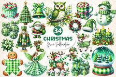 Green Plaid Christmas Clipart Bundle - CraftNest - Digital Crafting and Art