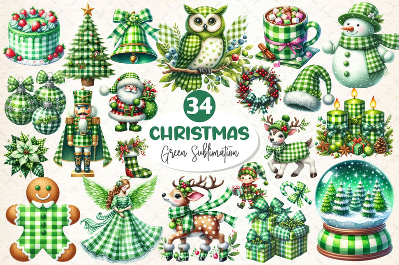 Green Plaid Christmas Clipart Bundle - CraftNest - Digital Crafting and Art