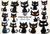 Funny Black Cat Clipart Bundle 6
