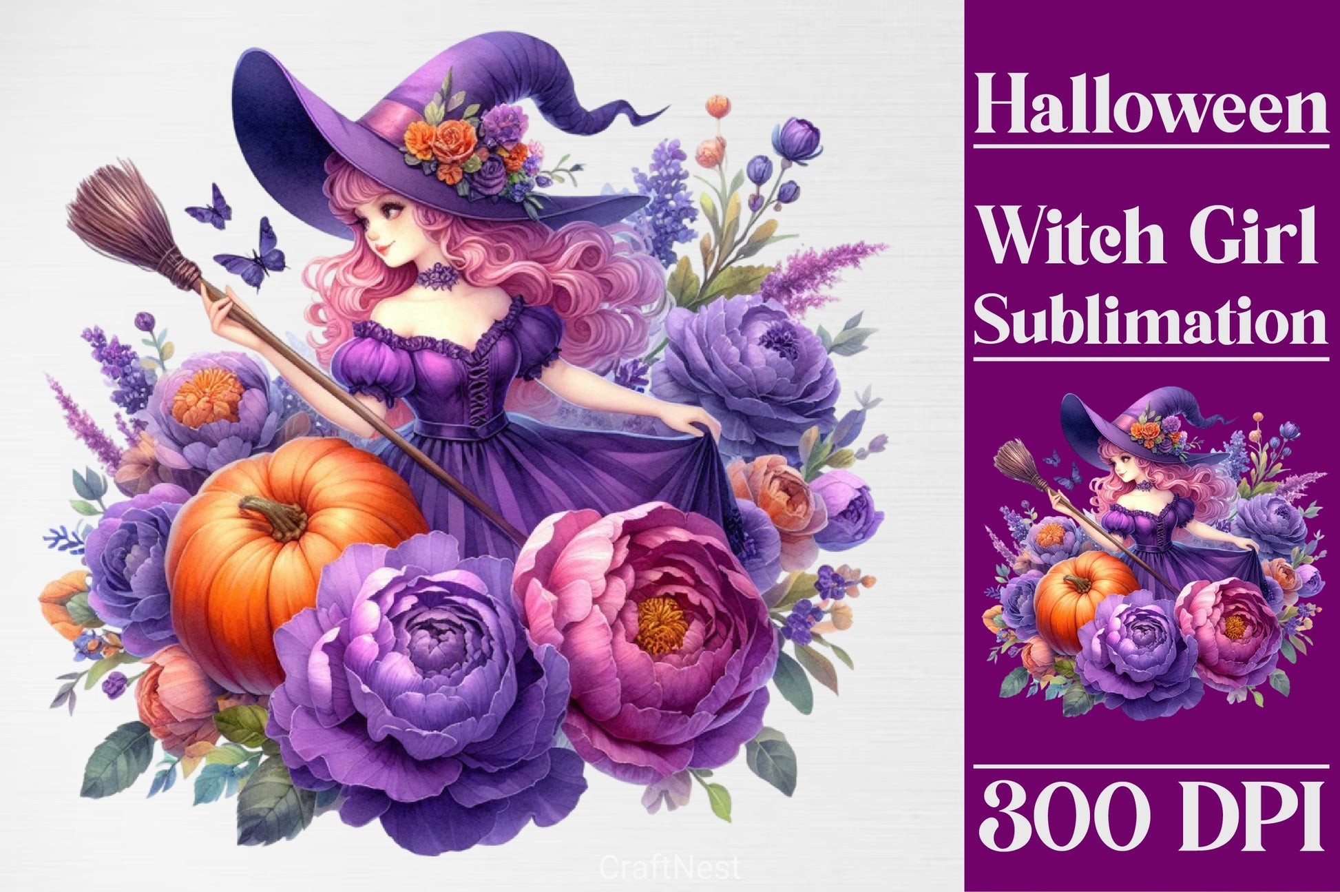 Halloween Witch Girl Clipart Bundle 8 - CraftNest - Digital Crafting and Art