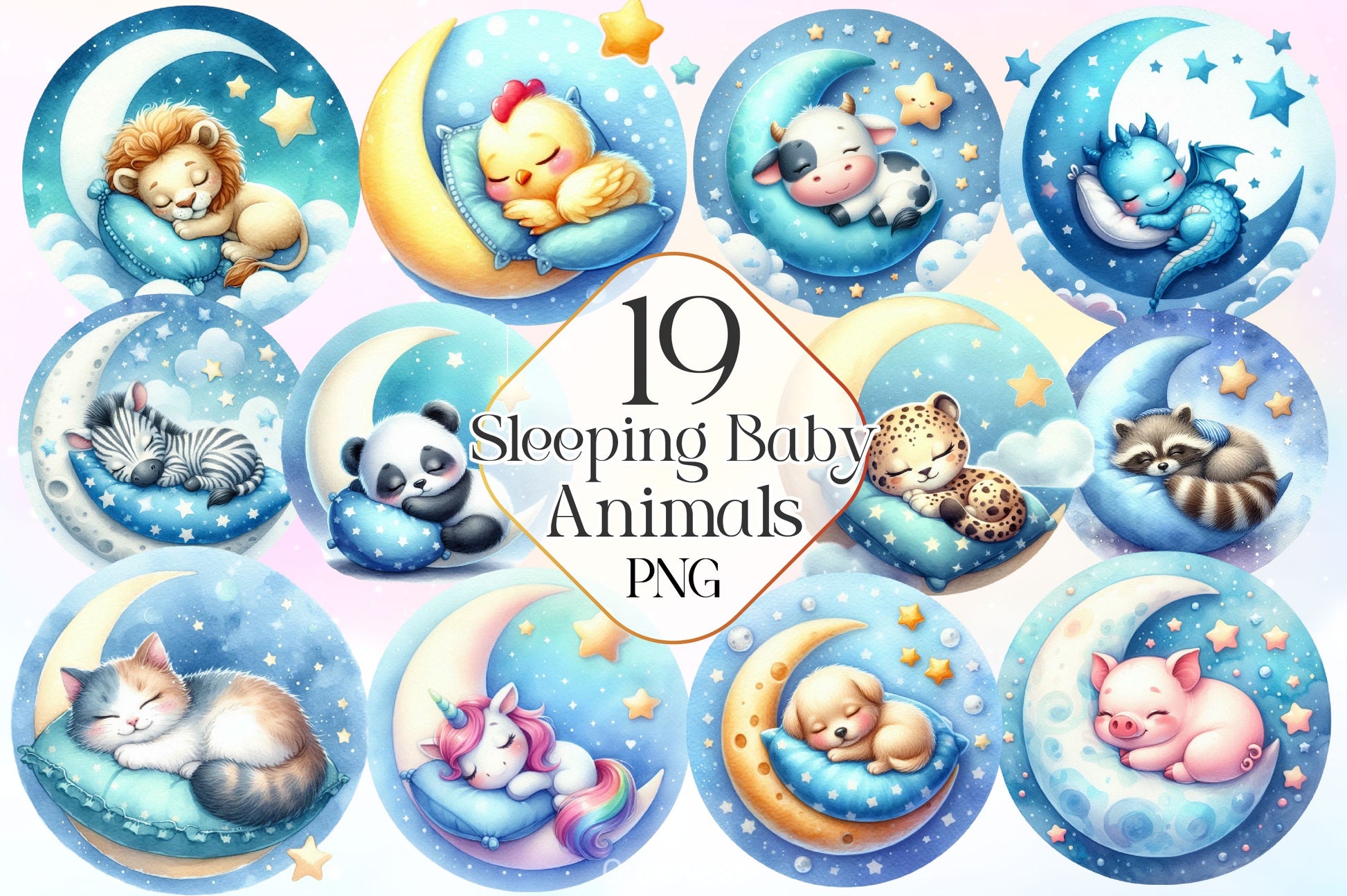 Cute Sleeping Baby Animals Clipart Bundle - CraftNest - Digital Crafting and Art