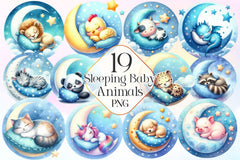 Cute Sleeping Baby Animals Clipart Bundle - CraftNest - Digital Crafting and Art