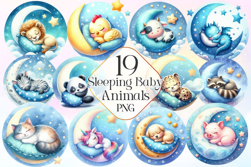 Cute Sleeping Baby Animals Clipart Bundle - CraftNest - Digital Crafting and Art